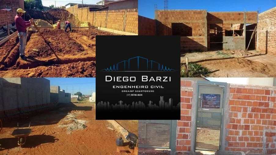 Engenheiro Civil Diego Barzi acompanhando obra em Jales SP